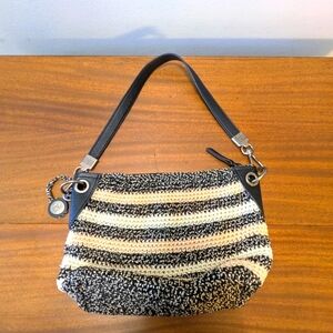 The Sak Multi Colored Striped Bag/Purse With Leather.  Perfect Condition.